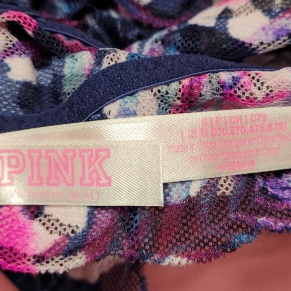 2 for $20VS PINK Multicolored Floral and Lace Bralette with Criss Cross Back (S) - Picture 8 of 8